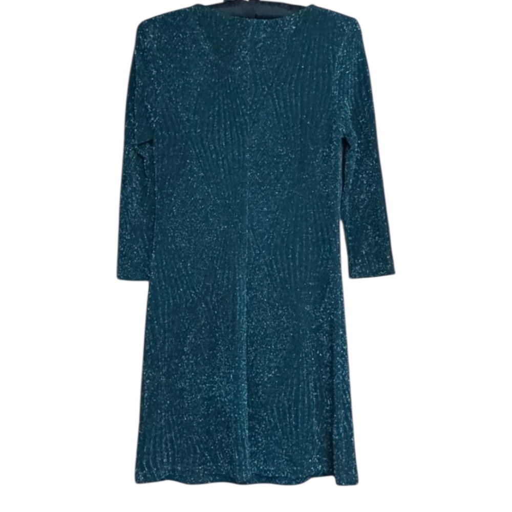 Trixxi Metallic Mini Dress, Hunter Green,  Size Small - Picture 5 of 8